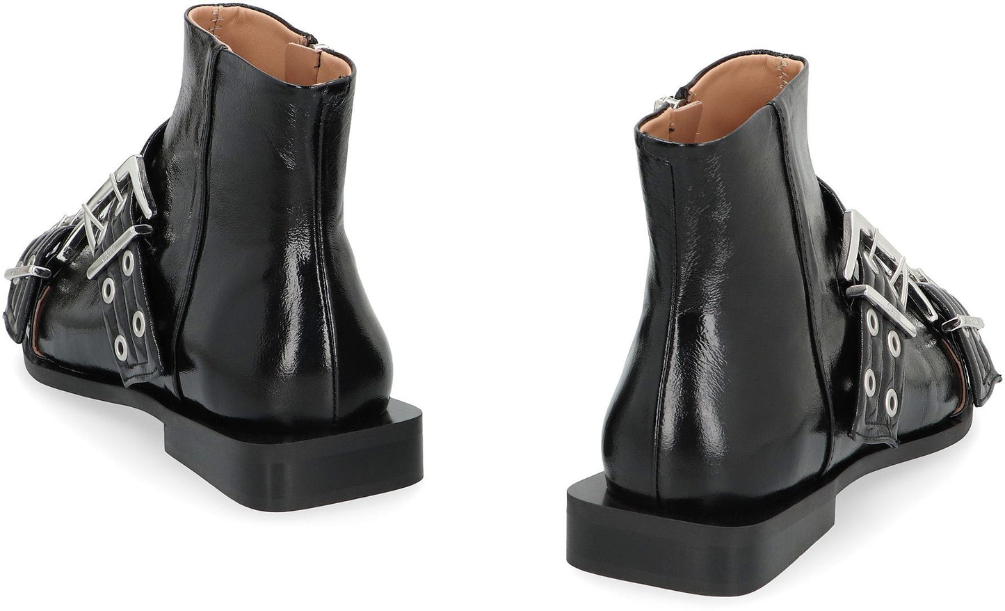 Ganni Faux Leather Ankle Boots