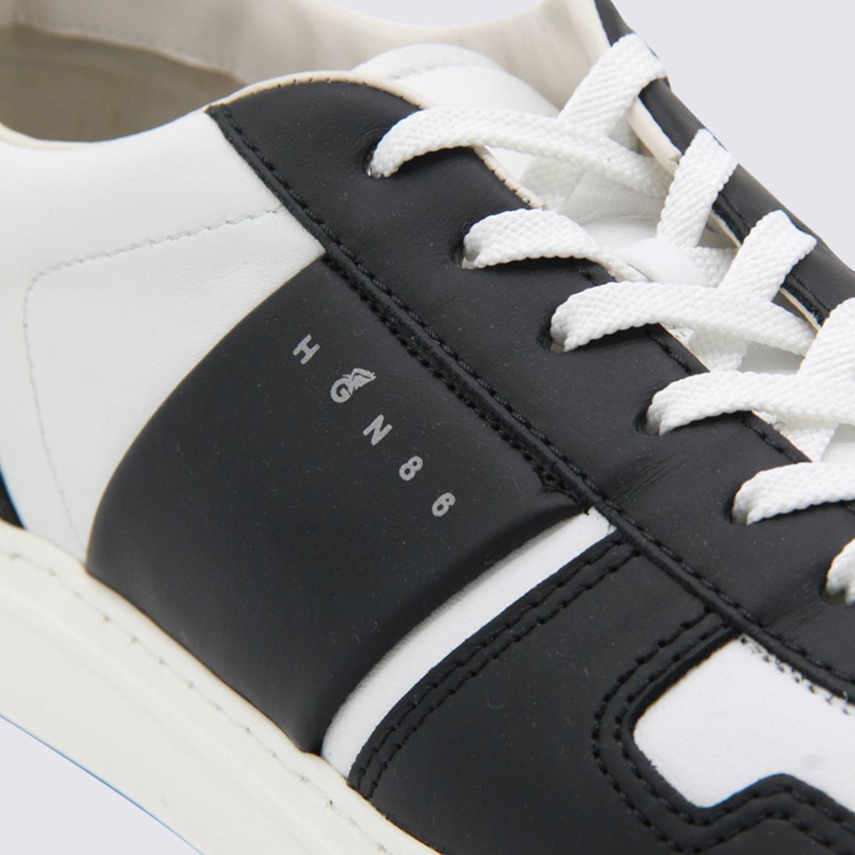 Hogan Black And White Leather Sneakers