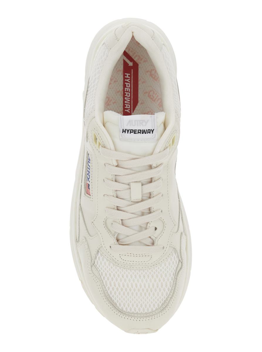 'Hyperway' White Low Top Sneakers With Logo Patch On Tongue And Side In Tech Fabric Man
