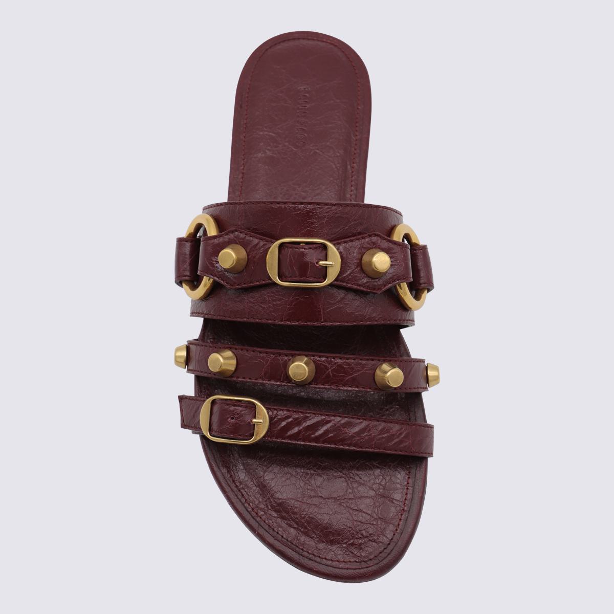 Balenciaga Bordeaux Leather City Flats