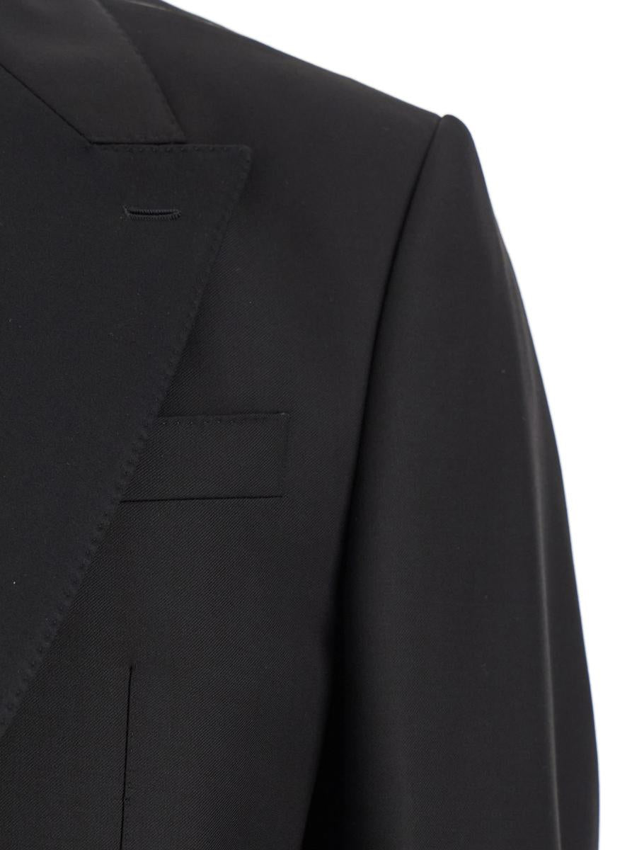 Black Single-Breasted Suit With Peak Revers In Wool Blend Man