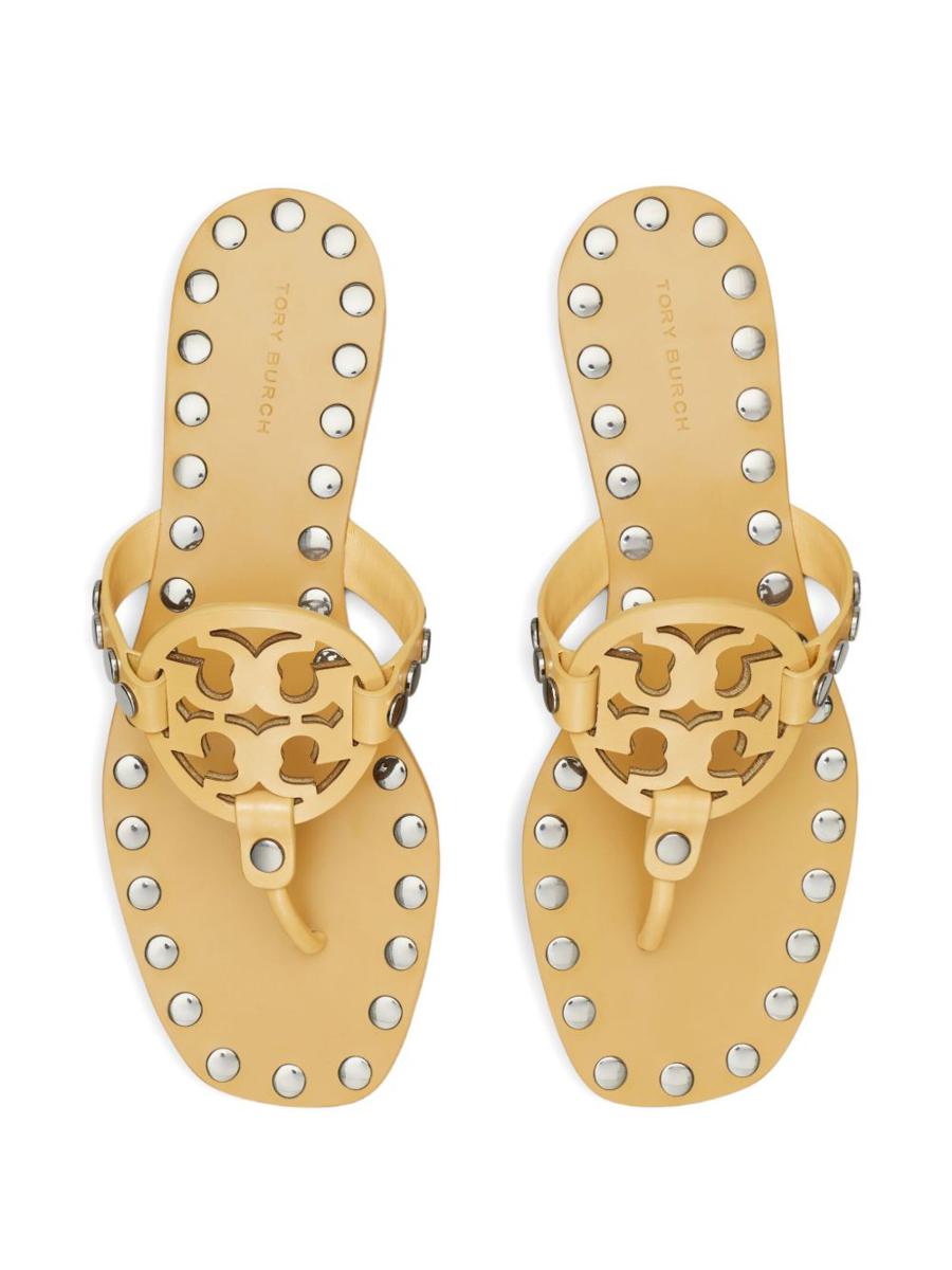 Tory Burch Studded Miller Leather Flat Sandals