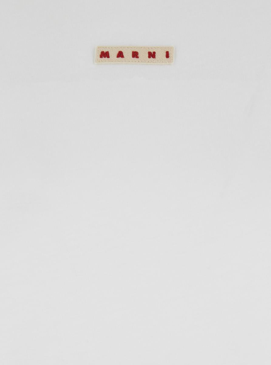 White Crewneck T-Shirt With Logo Patch On The Front In Cotton Woman