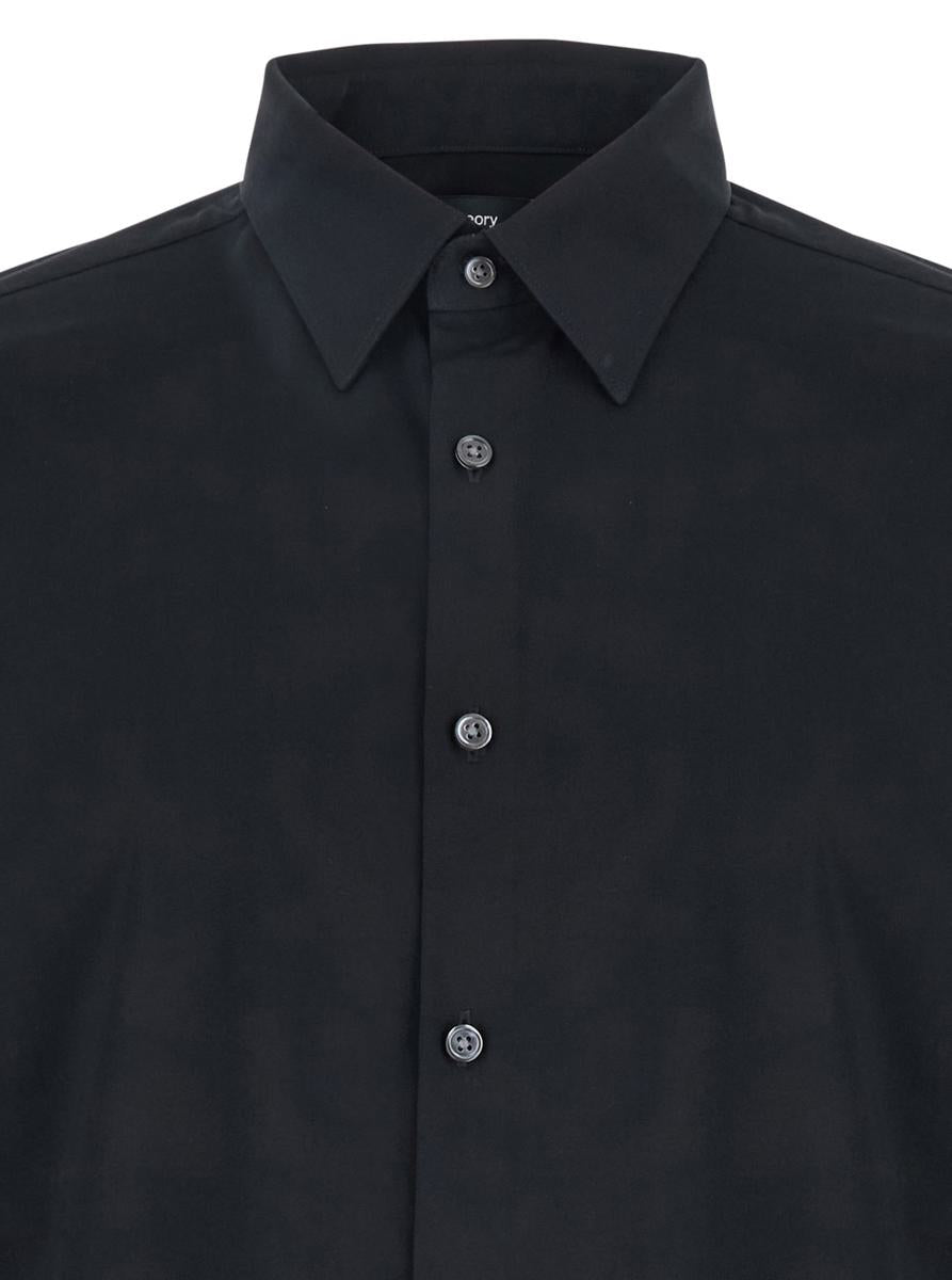 'Sylvain' Black Shirt With Pointed Collar In Cotton Blend Man