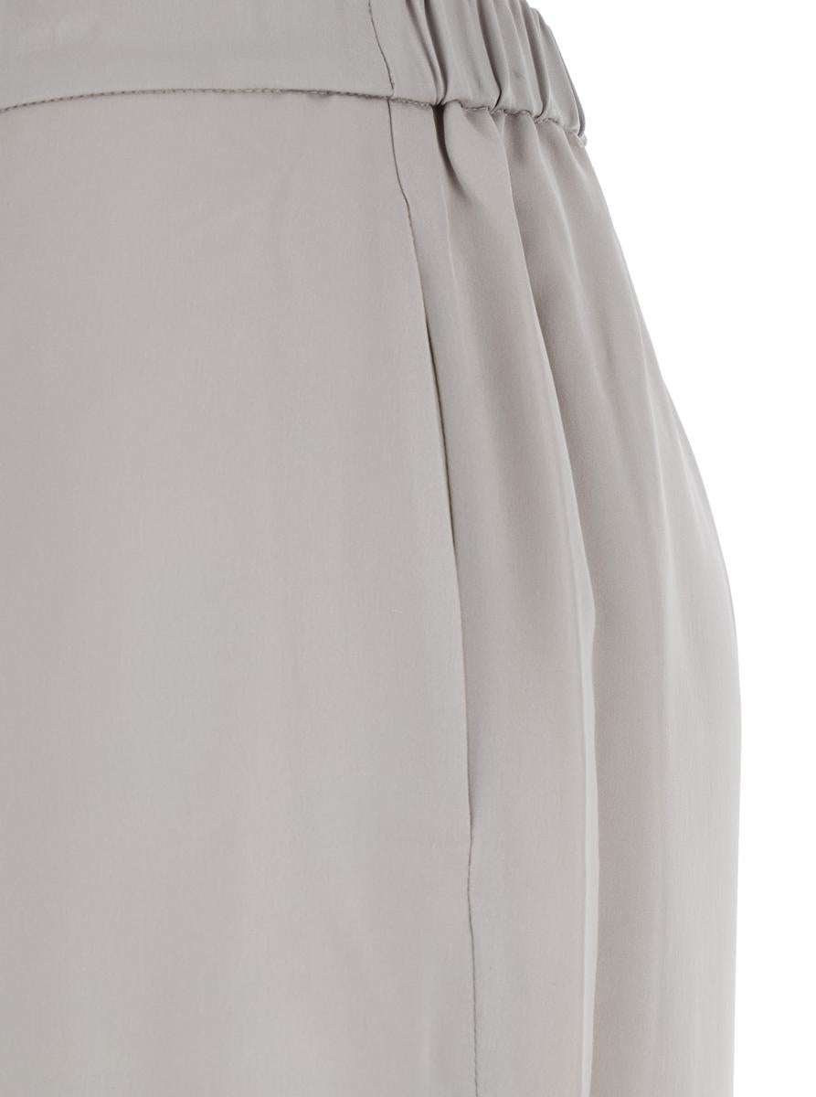 Metallic Pants With Rear Elastic Waist And Wide Leg In Silk Woman