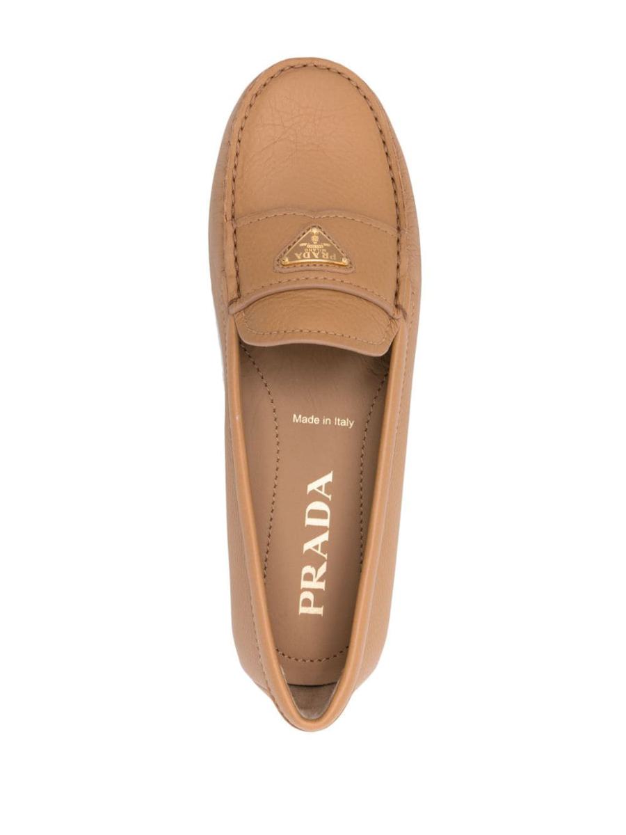 Prada Triangle-Logo Leather Driving Loafers