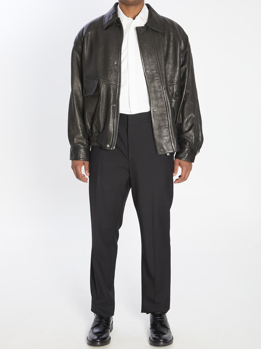 Balloon Bomber Jacket In Lambskin Leather