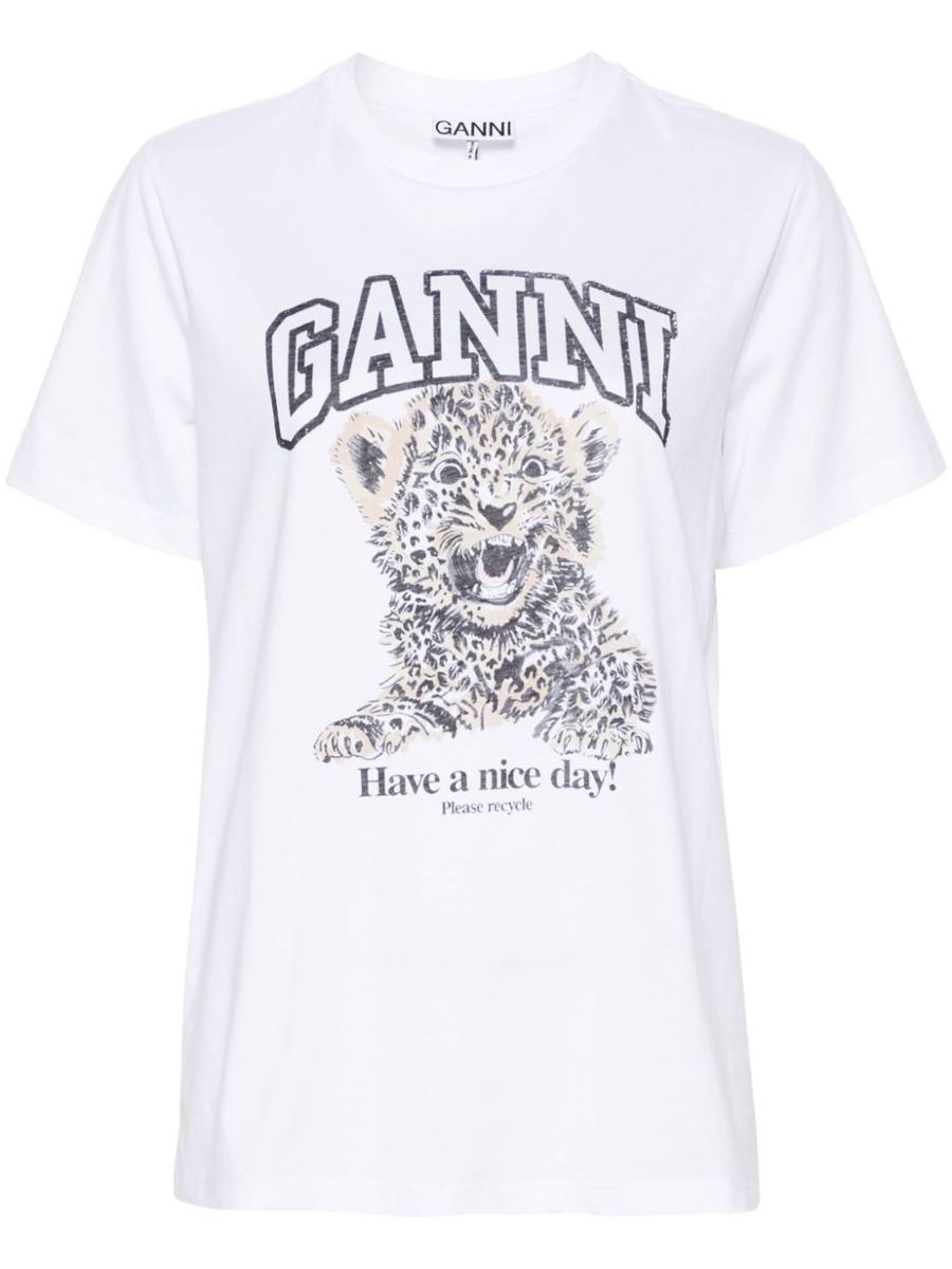 Ganni Leopard Organic Cotton T-Shirt