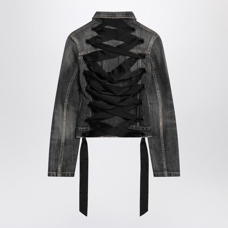Balenciaga Dark Denim Jacket With Laces
