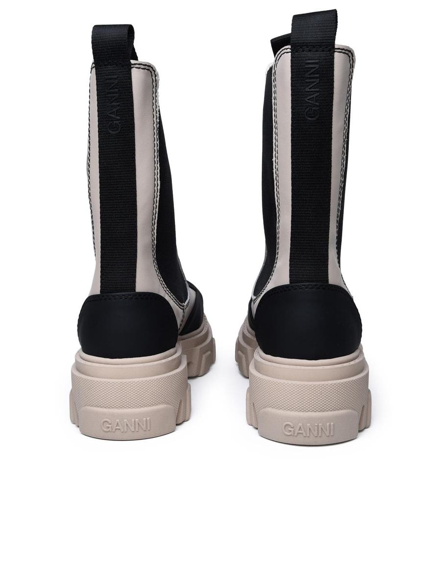 Ganni Beige Leather Ankle Boots