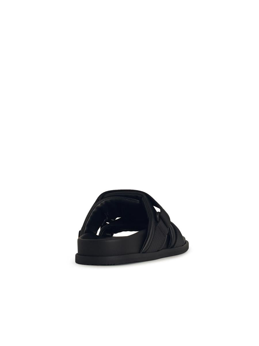 Moncler Black Leather Blend Sandals