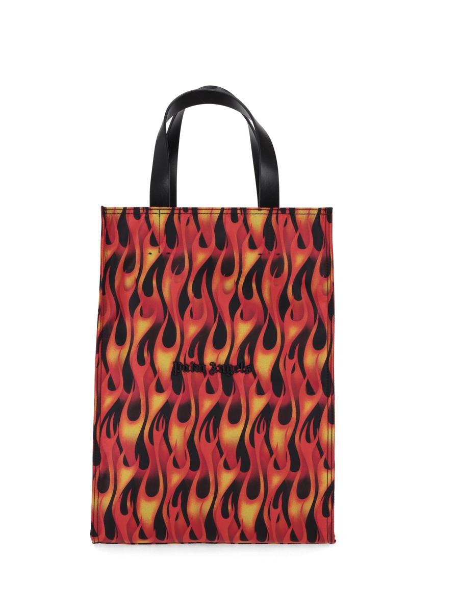 Palm Angels Classic Logo Flames Tote Bag Red-Yellow/
