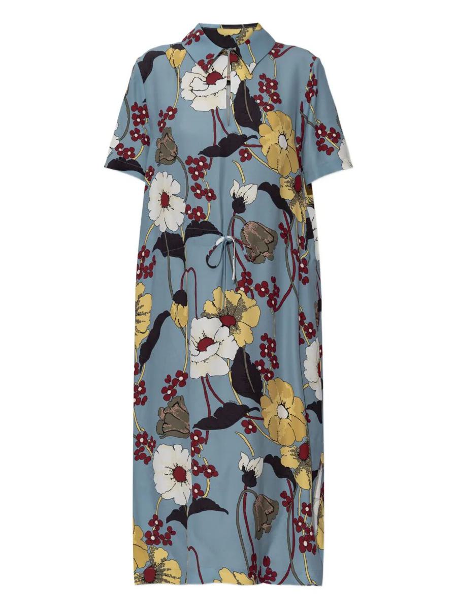 Marni Floral-Print V-Neck Midi Dress Clothing