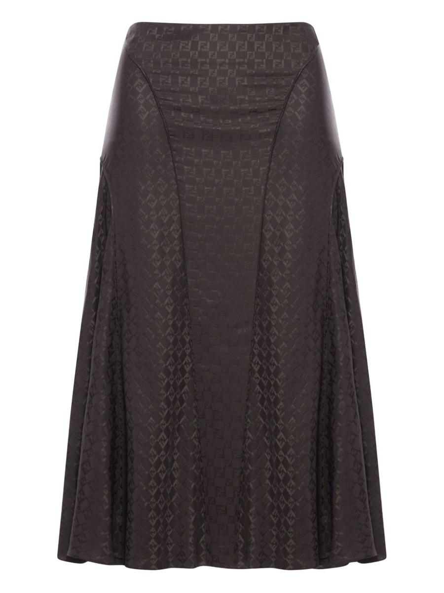 Fendi Ff Jacquard Silk Skirt