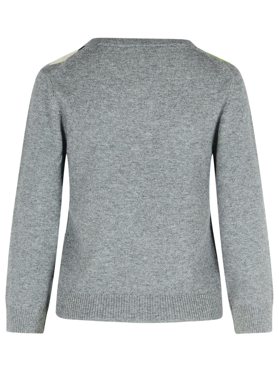 Ganni Grey Checked Cashmere Blend Cardigan