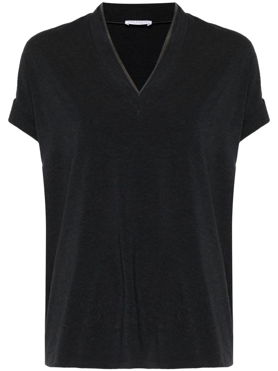 Brunello Cucinelli Cotton V-Necked T-Shirt