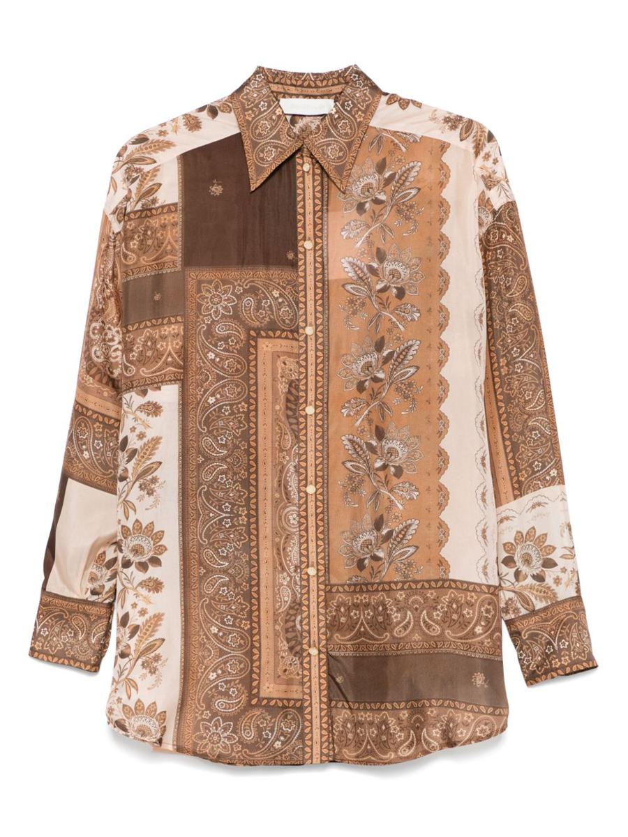 Zimmermann Brown Silk Bandana Print Shirt