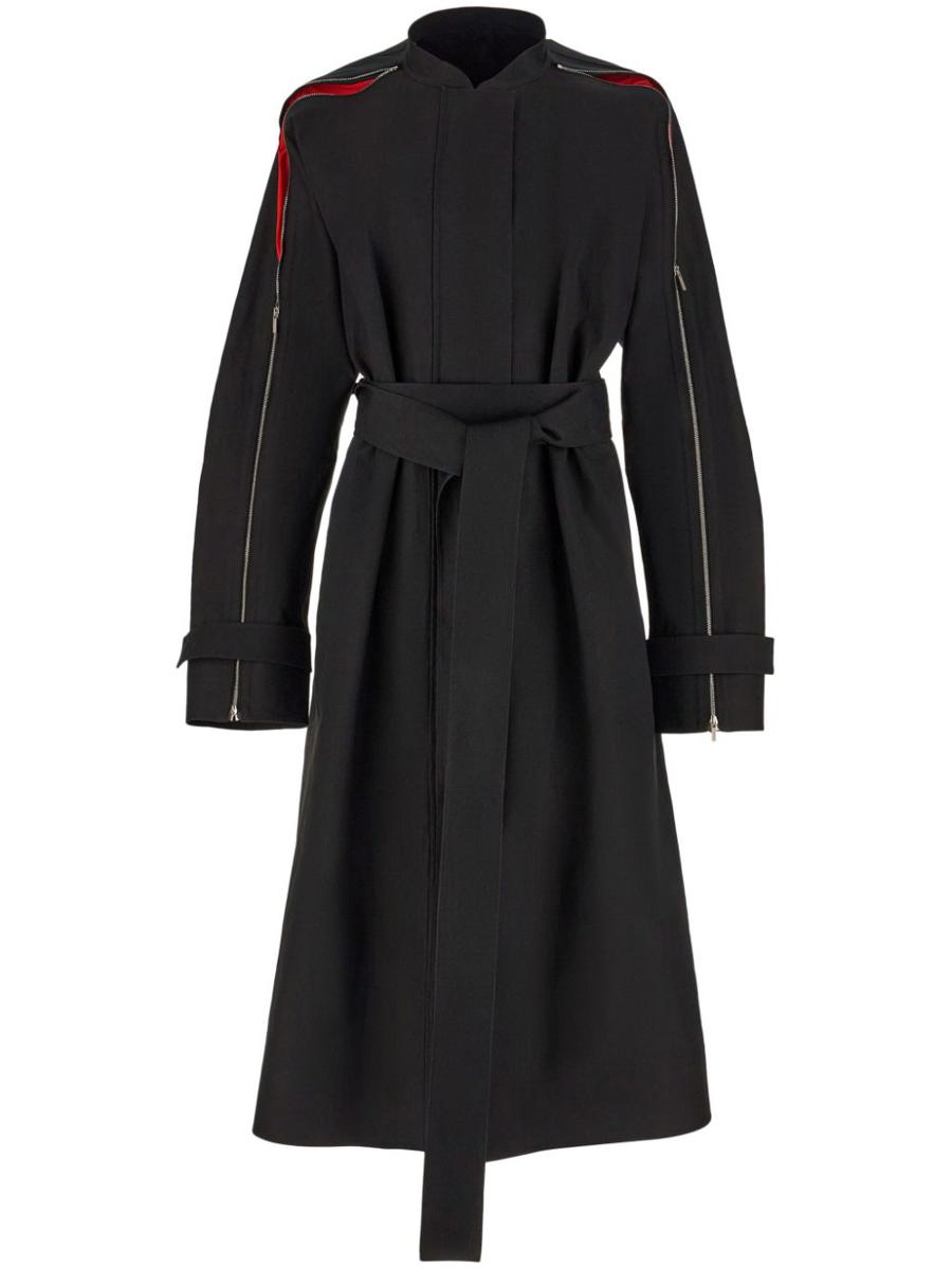 Salvatore Ferragamo Zip-Detail Cotton Belted Trench Coat