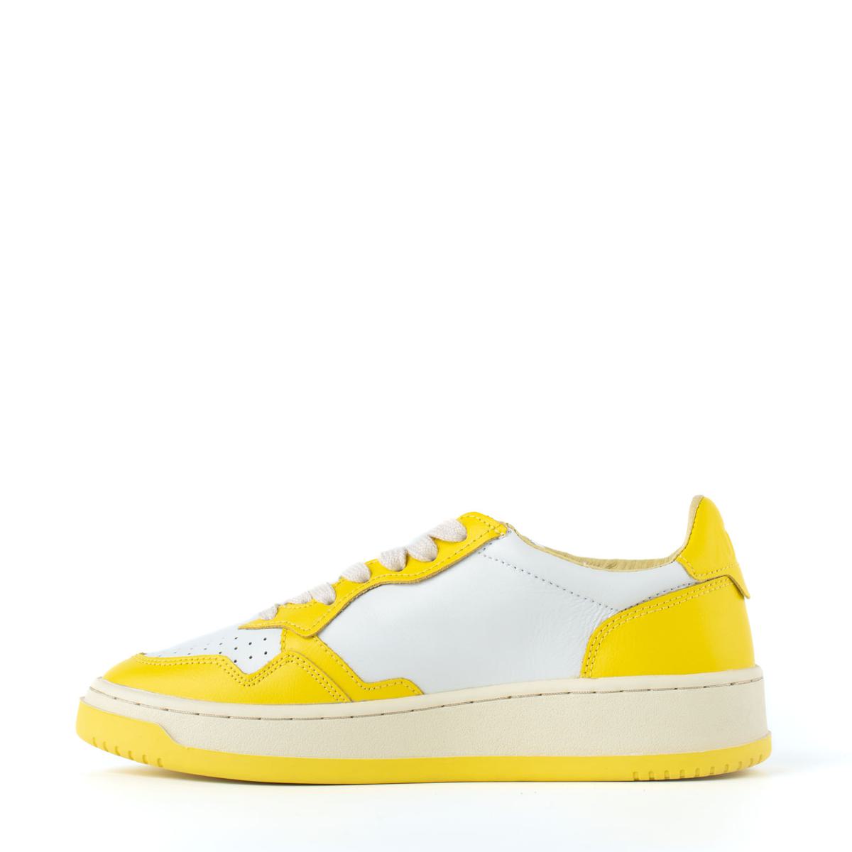 Autry Two-Tone White And Yellow Leather Sneakers