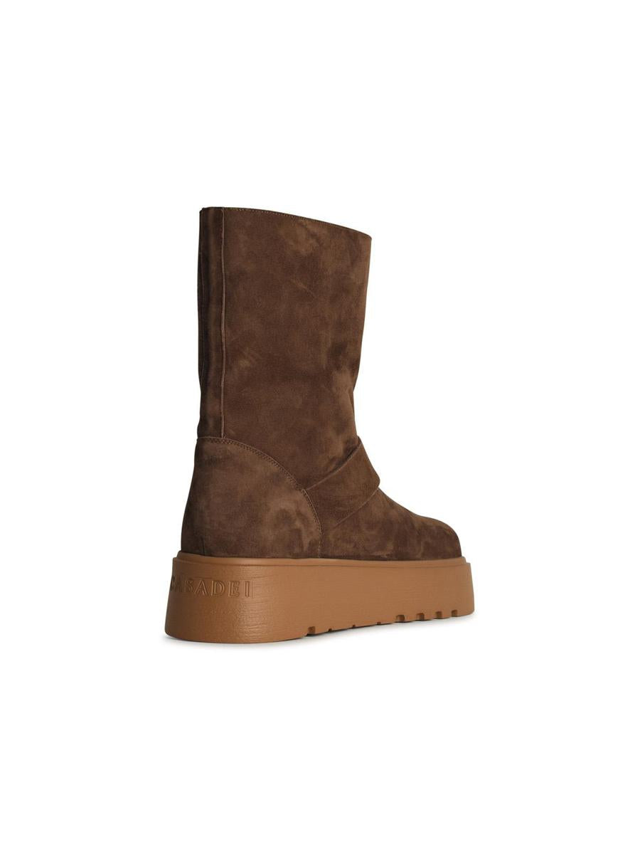 Casadei 'Ale' Brown Suede Blend Ankle Boots