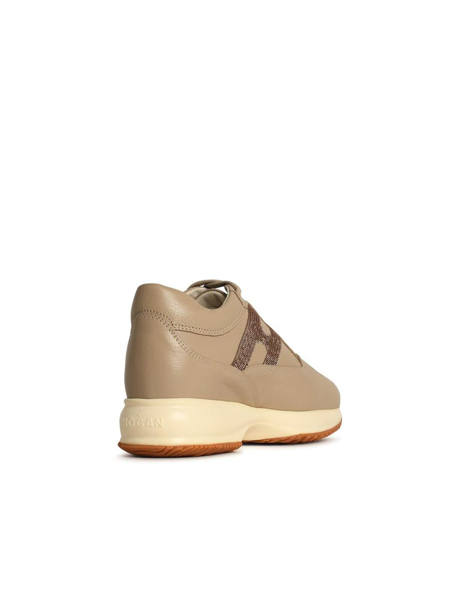 Hogan 'Interactive' Beige Leather Sneakers