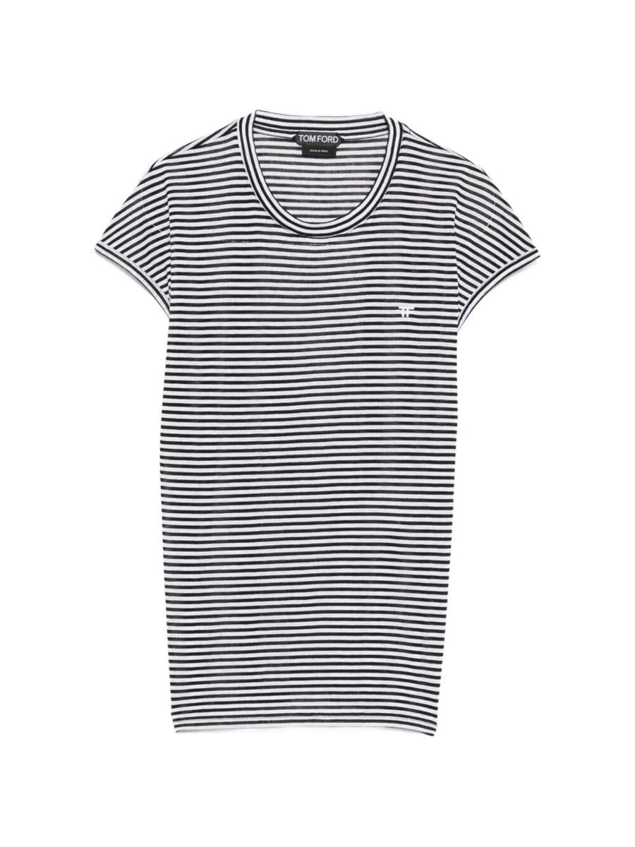 Tom Ford Striped Viscose T-Shirt Clothing