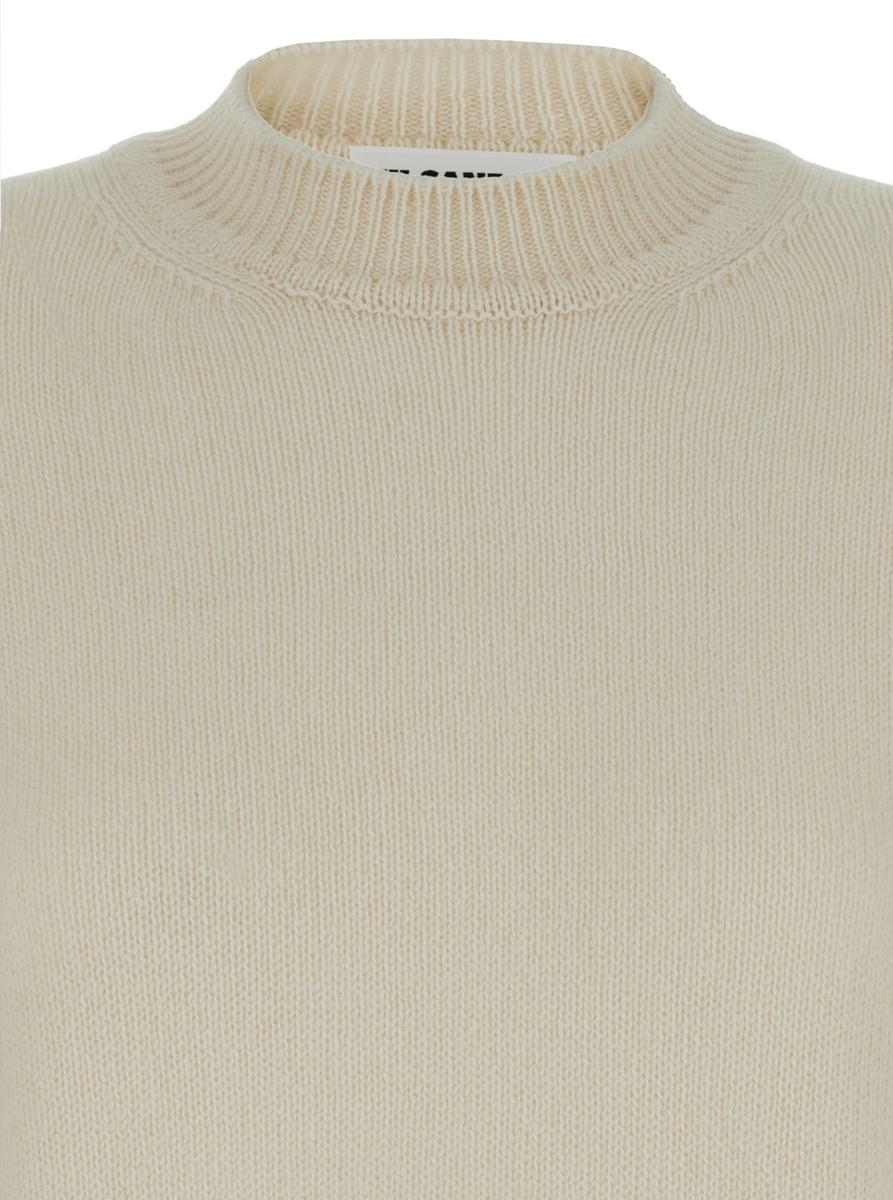 Beige Ribbed Pullover In Cashmere Woman