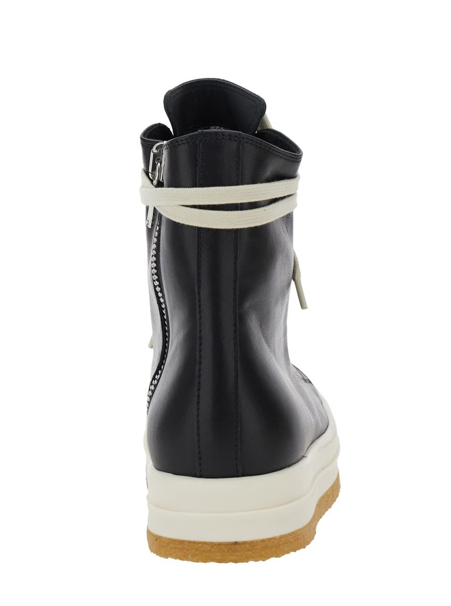 'Creep' Black Sneakers With Oversized Platform And Round Toe In Leather Woman