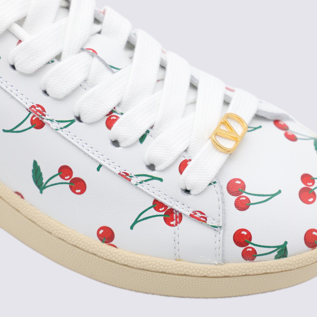 Valentino Garavani White And Red Leather Sneakers