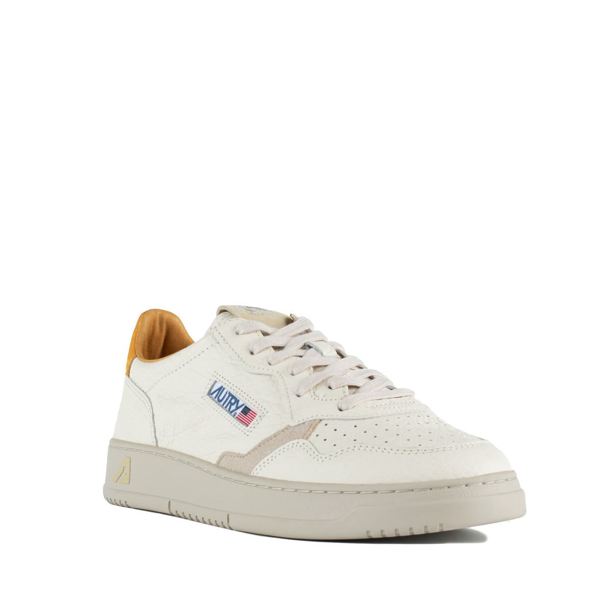 Autry Medalist Low Apricot And Sand Leather Sneakers