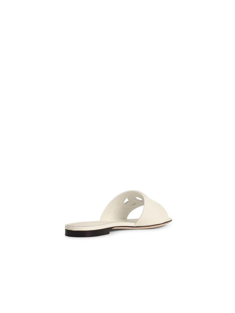 Dolce & Gabbana White Leather Slippers