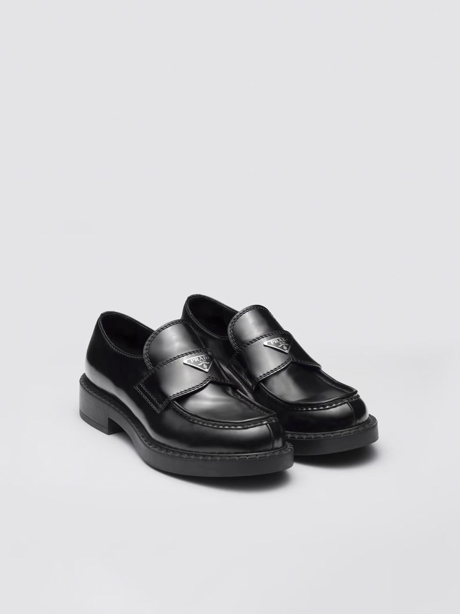 Prada Chocolate Brushed Leather Loafers