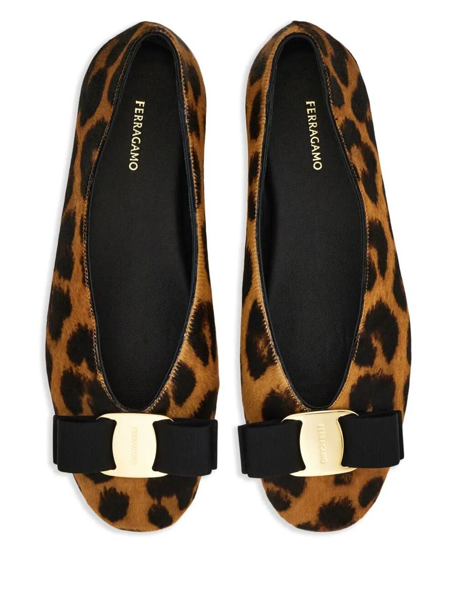 Salvatore Ferragamo Horsehair Printed Vanna Ballet Flats Shoes