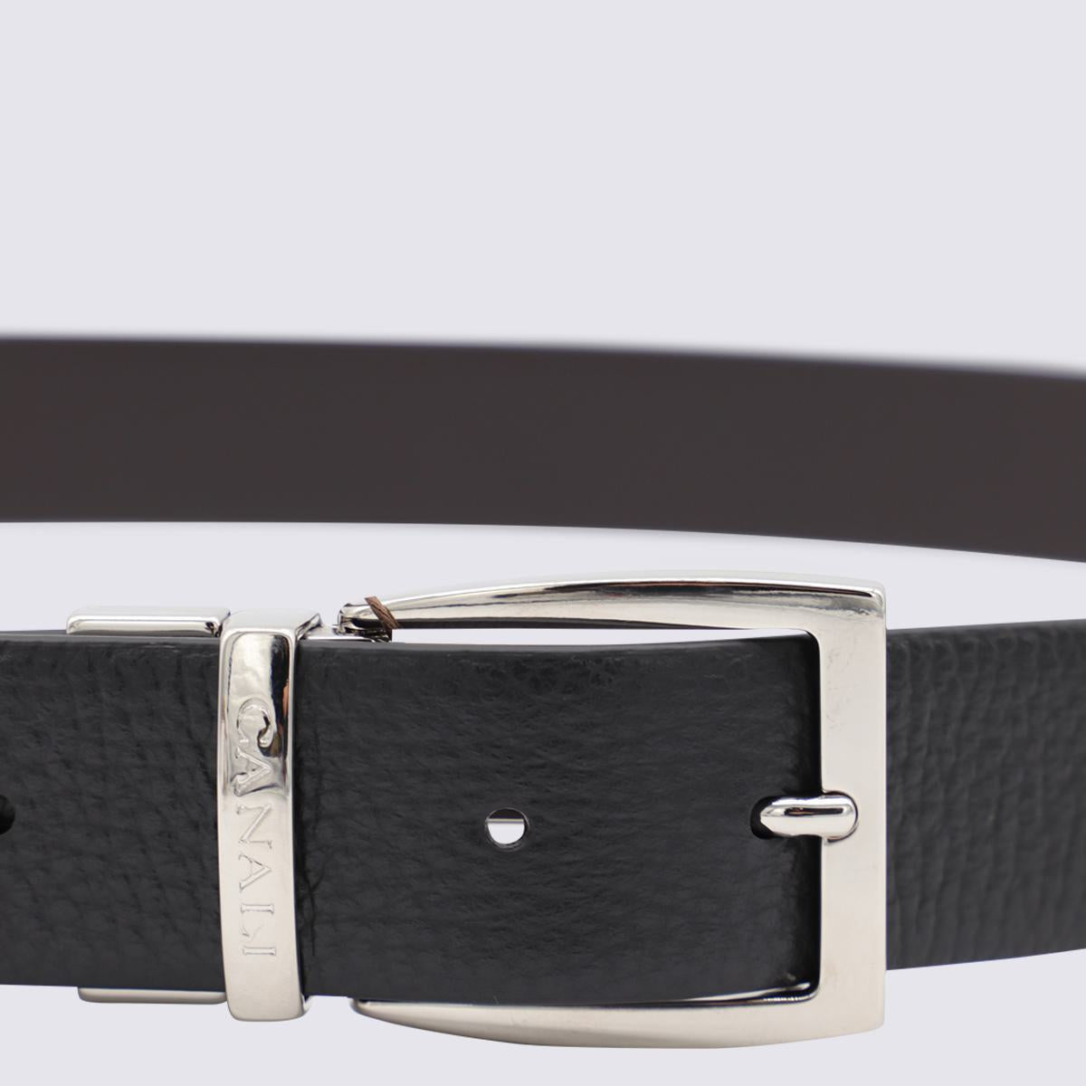 Canali Black Leather Belt