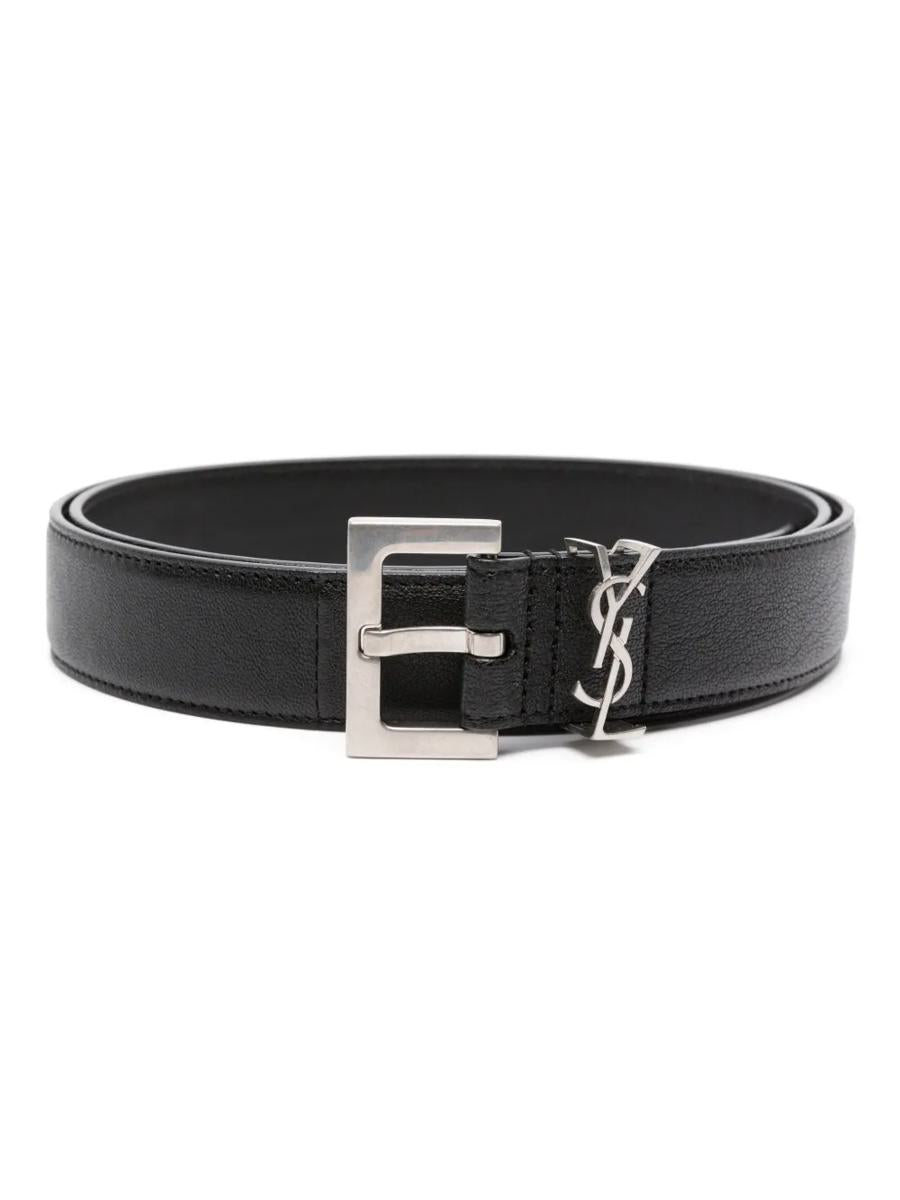 Saint Laurent Logo-Plaque Leather Belt