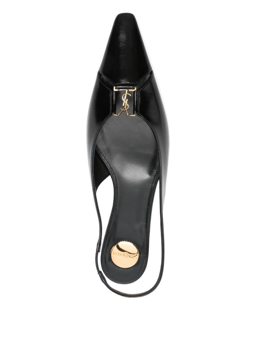 Saint Laurent Babylone Leather Slingback Ballets