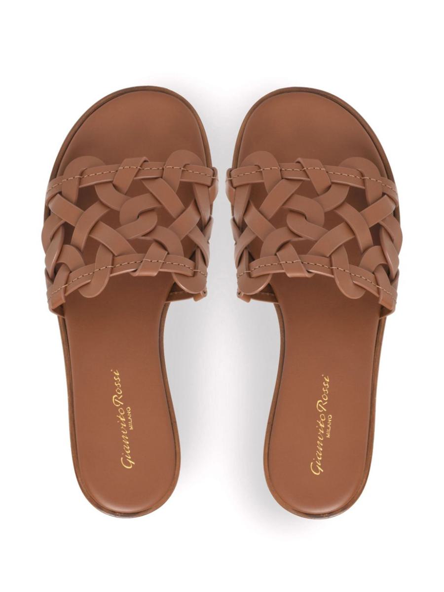 Gianvito Rossi Amalfi Leather Flat Sandals