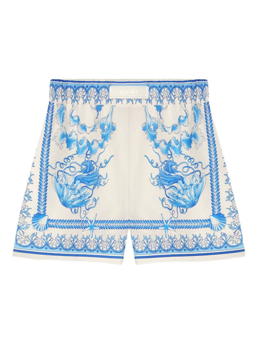 Versace Cotton Shorts With Underwater Baroque Print