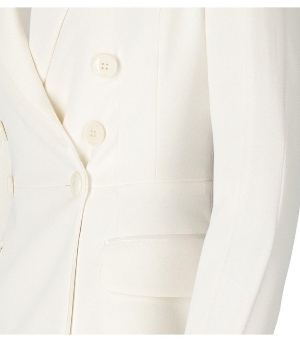 Elisabetta Franchi Ivory Crepe Double-Breasted Jacket
