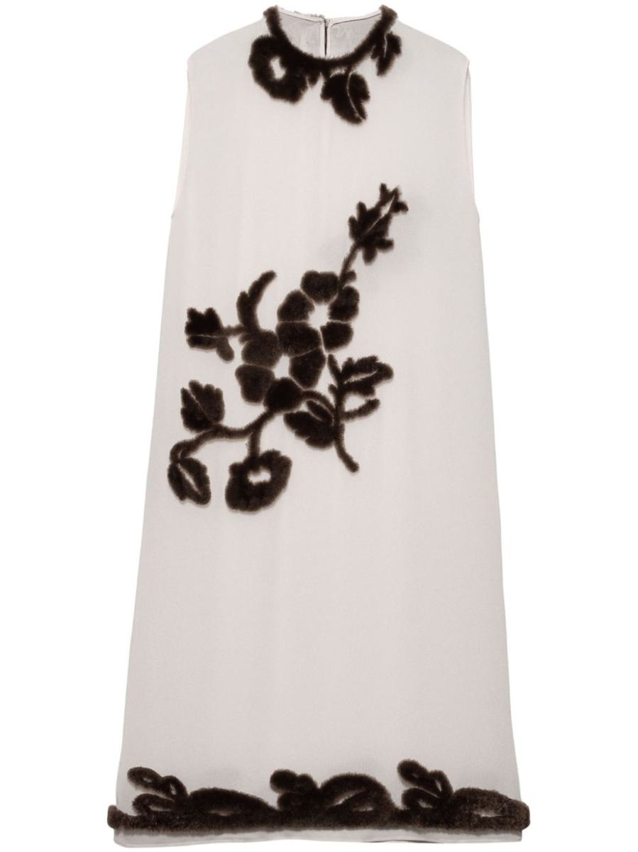 Prada Embroidered Georgette Dress
