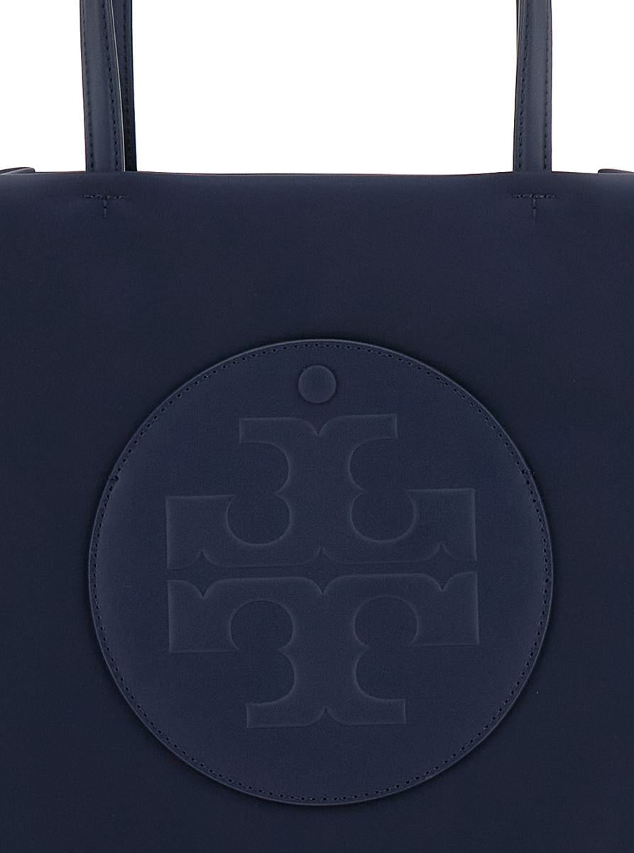 'Ella' Blue Small Tote Bag With Two Top Handles And Embossed Maxi Logo On The Front In Fabric Woman