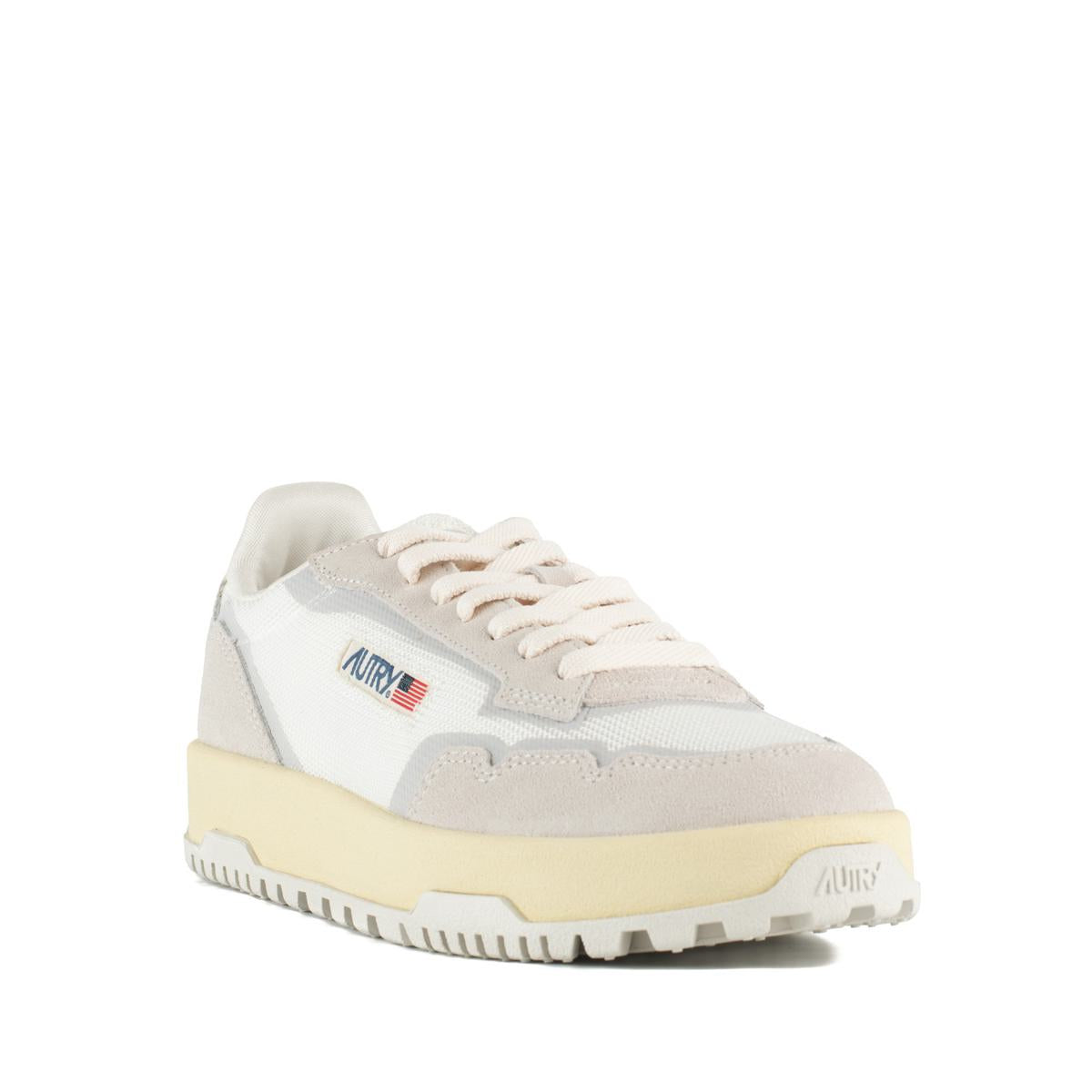 Autry Marshmallow And White Mesh And Suede Wildpace Low Sneakers