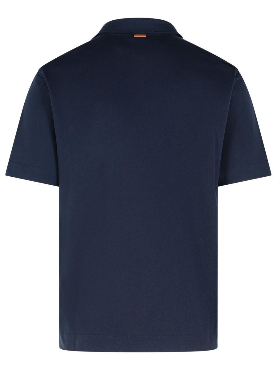 Zegna 'Pure' Blue Cotton Polo Shirt