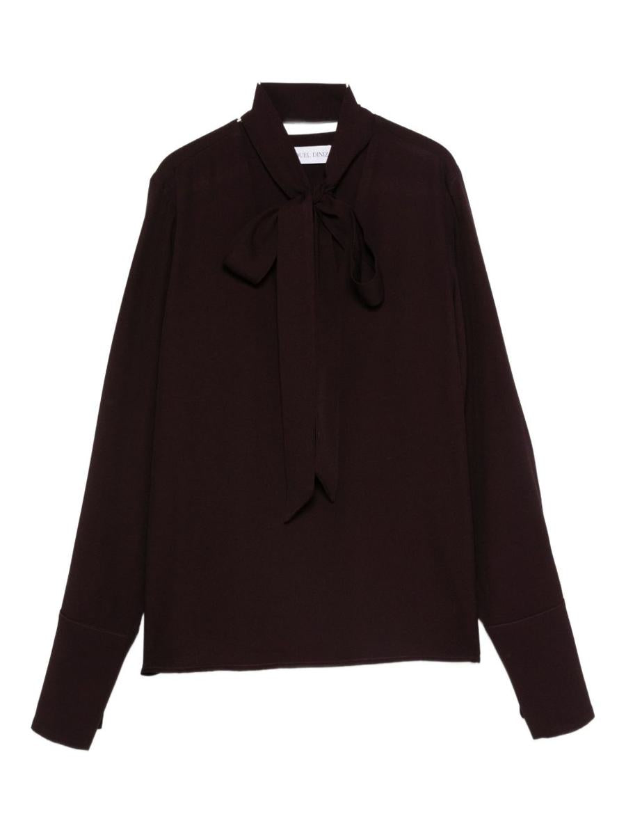 Raquel Diniz Burgundy Long-Sleeved Blouse