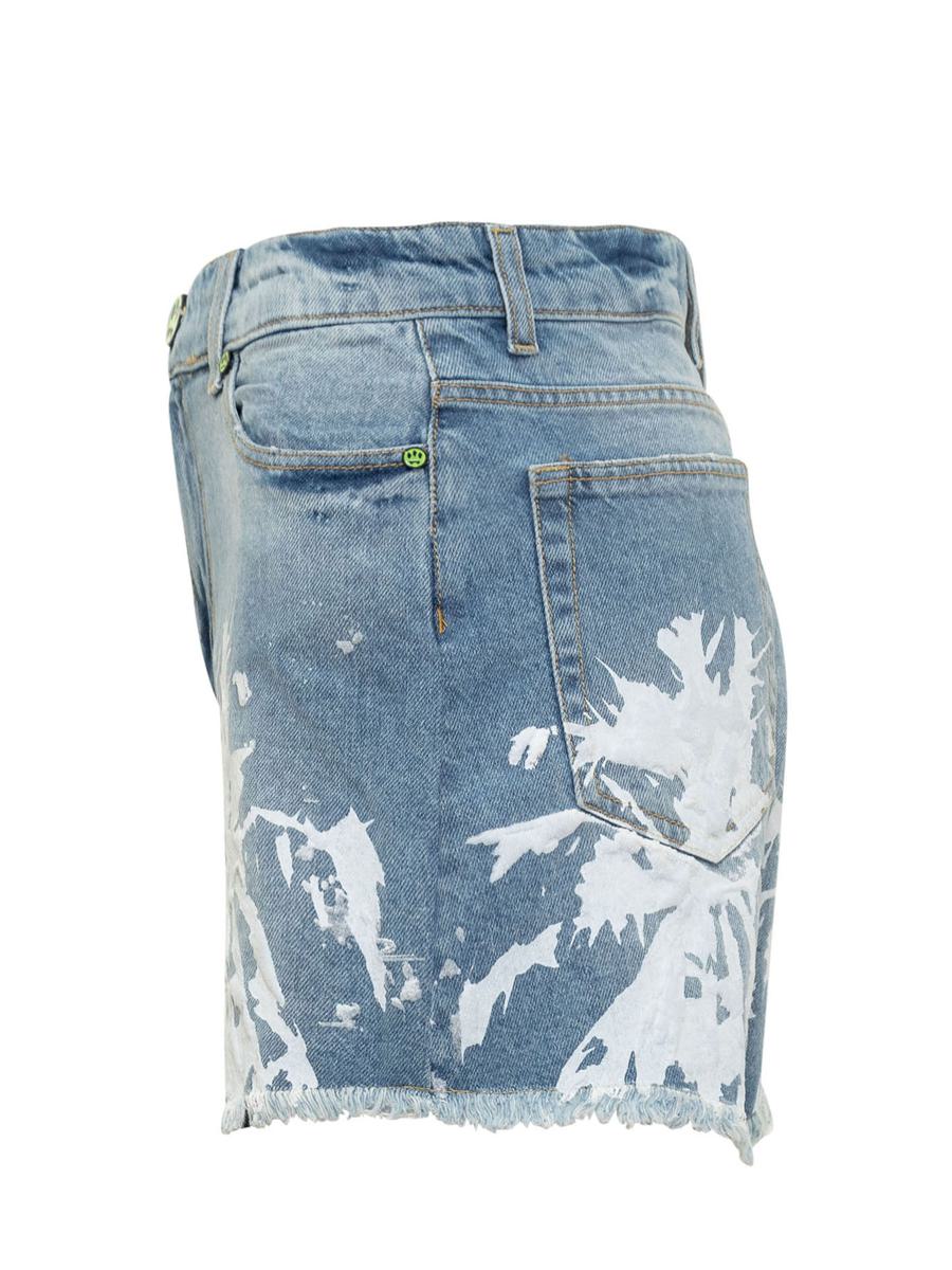 Barrow Jeans Shorts With Textured Print