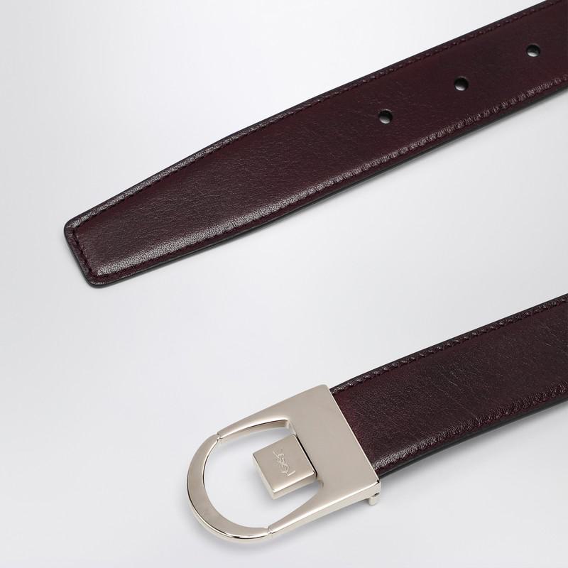 Saint Laurent Reversible Belt In Black/Burgundy