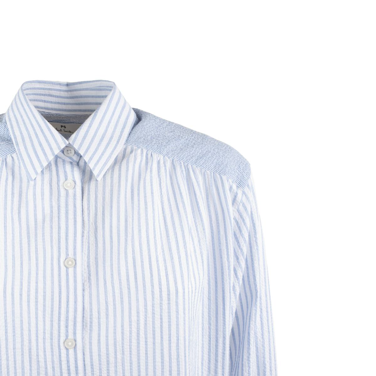 Paul Smith Cotton Blend Pinstripe Seersucker Blouse