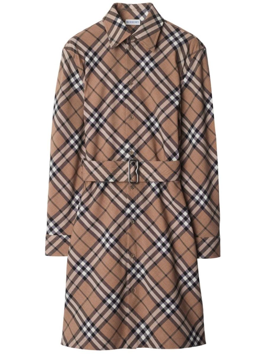 Burberry Check Wool Blend Chemisier Dress