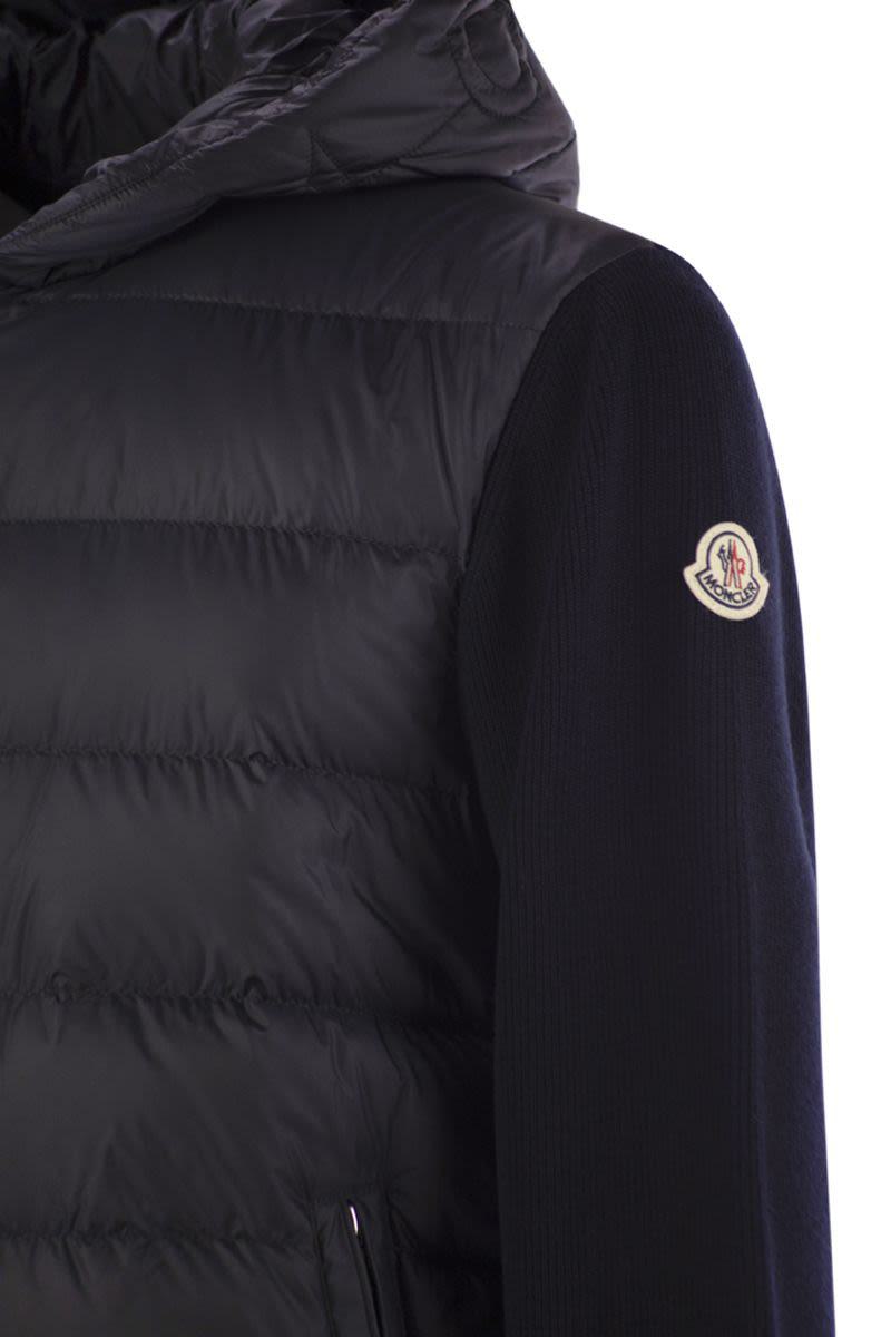 Moncler Padded Wool Sweatshirt With Hood And Zip