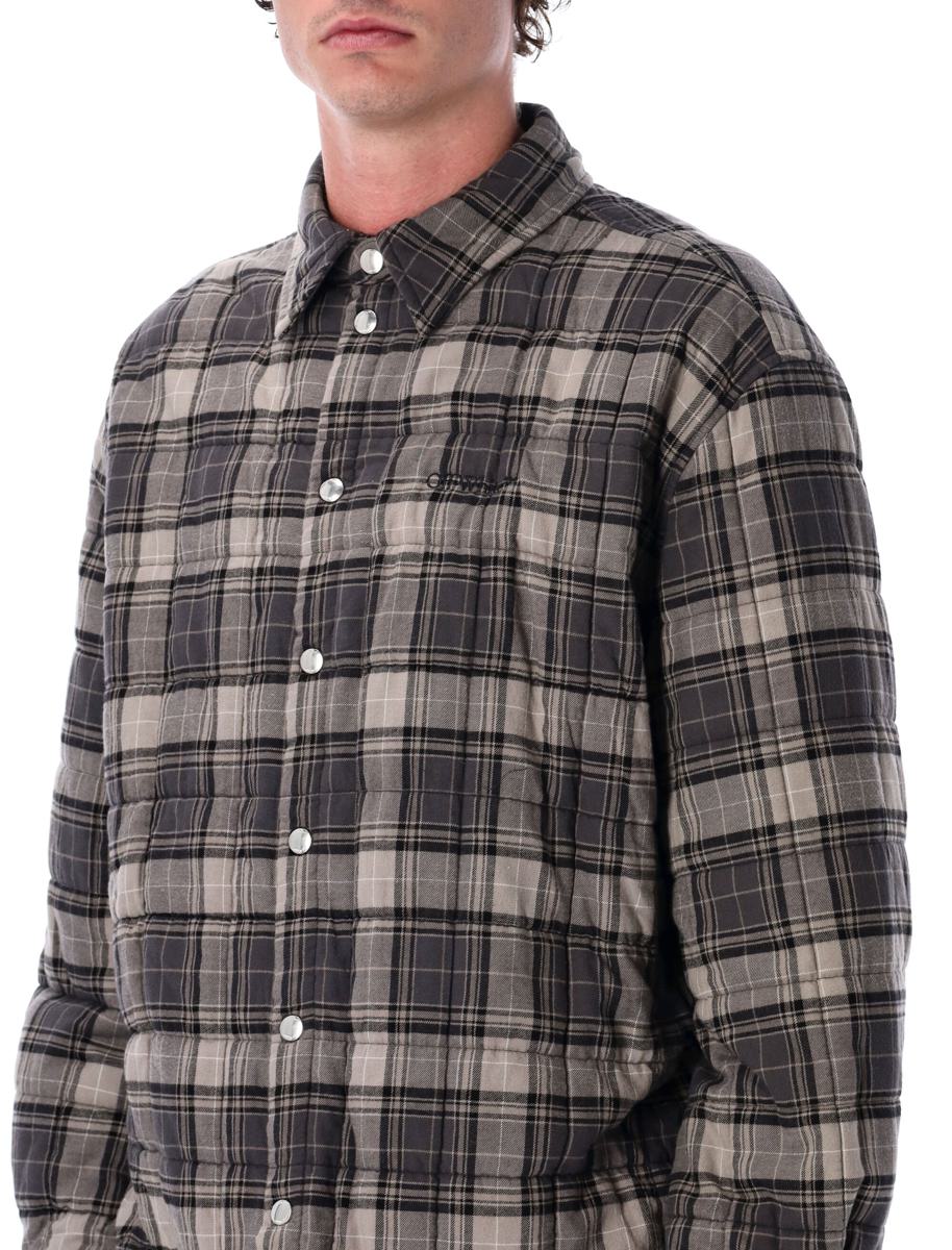 Off-White Padded Check Cotton Shirt Jacket With Logo